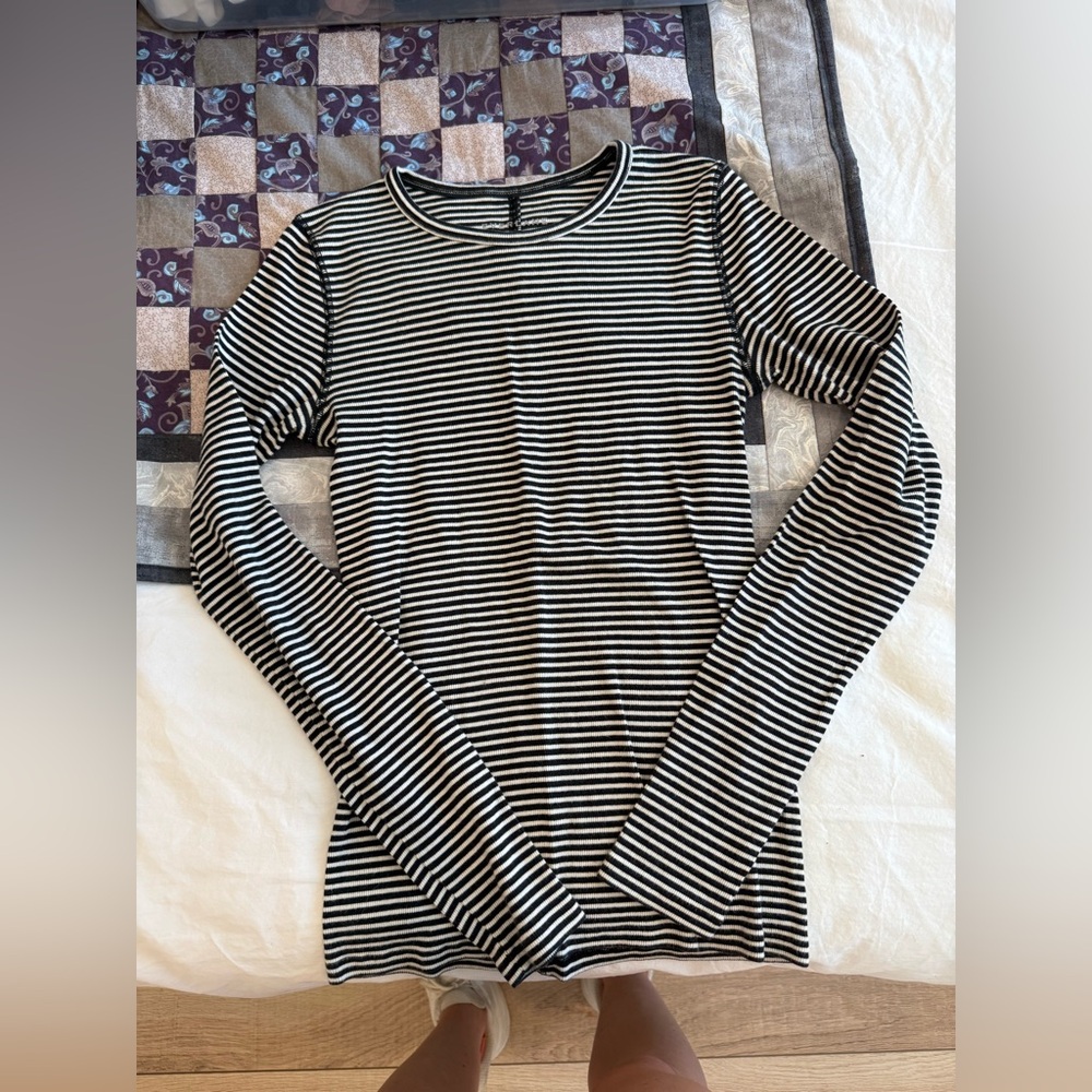 Everlane Pima Cotton Ribbed Striped Long Sleeve Shirt